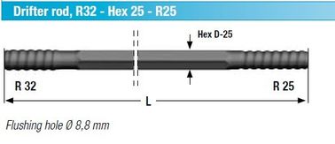 молоток сверля, диаметр верхней части штанги выдвижения сверла 2m до 6m 32mm до 52mm
